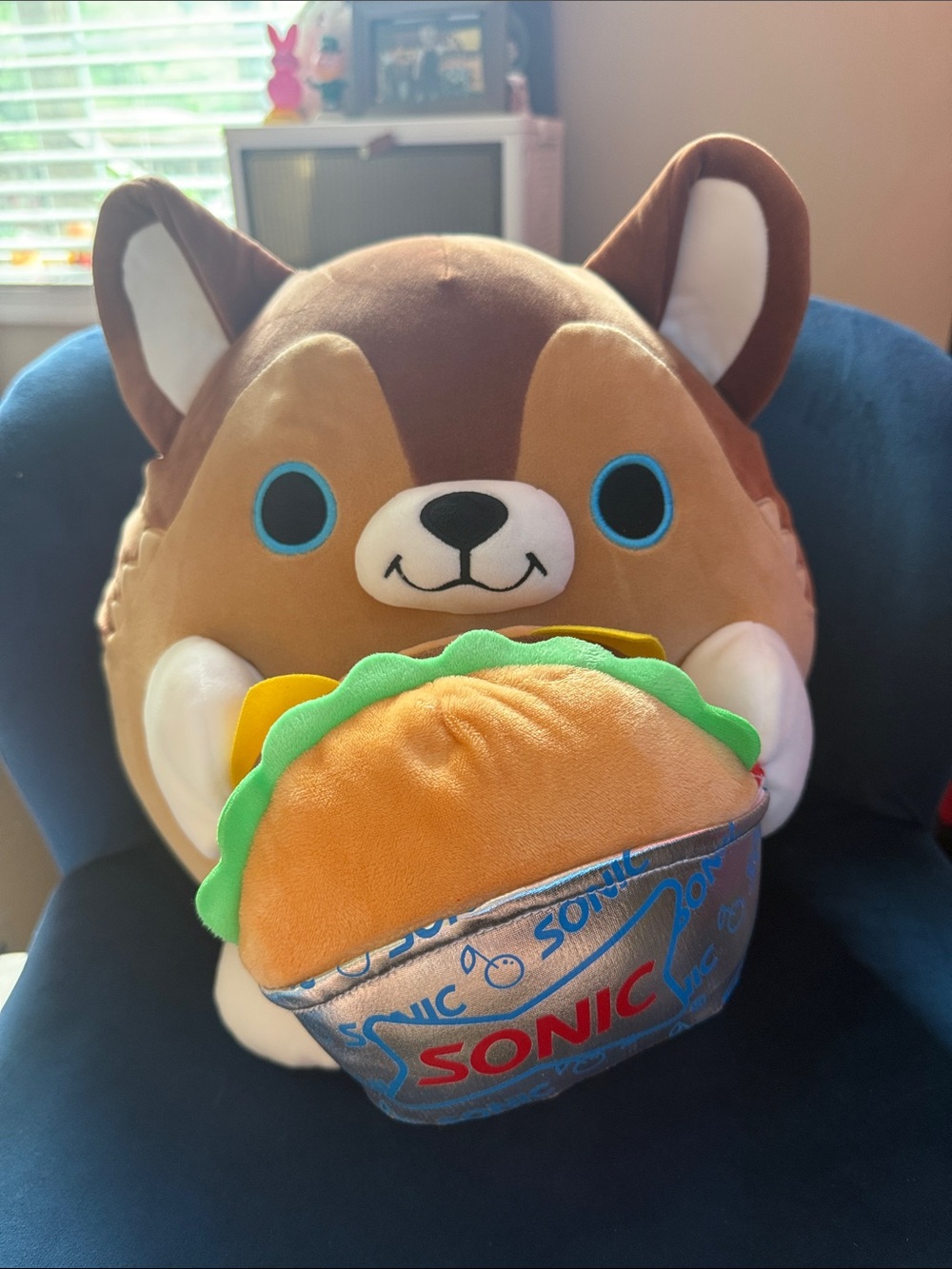 Plush Corgi Holding Sonic Taco Plush